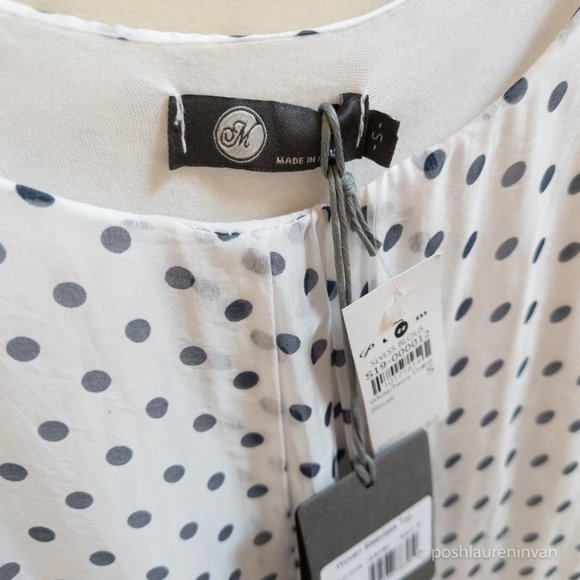 Plum Silk-Blend Sleeveless Top  *NWT* – White / Navy / Polka Dot – US S - Picture 4 of 14